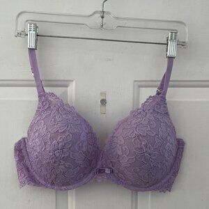 Frederick's Of Hollywood Purple Lace Underwire Bridal Push-Up Bra Sz 40C
